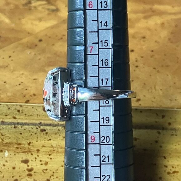 Natural Yooperlite Red Garnet Sterling Silver Ring Size 8 - Picture 8 of 10